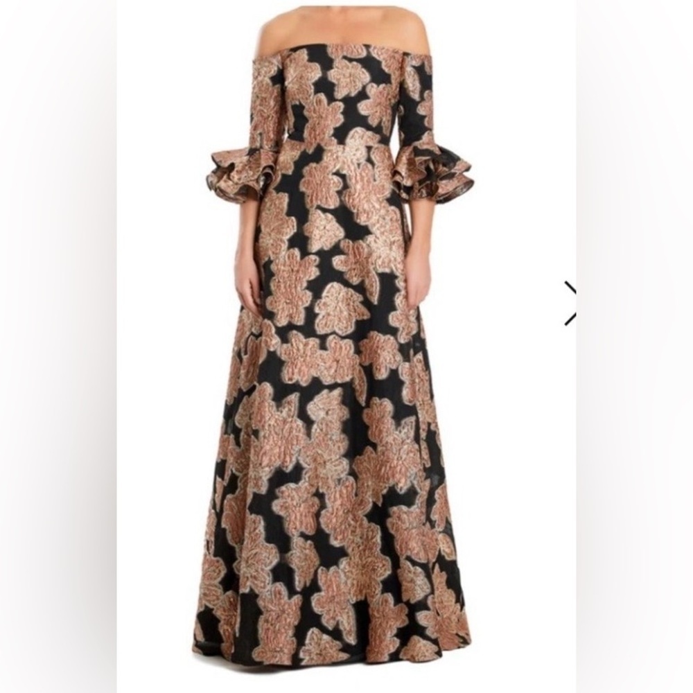 Alexander by Daymor Printed Long Formal Evening Pocket Dress